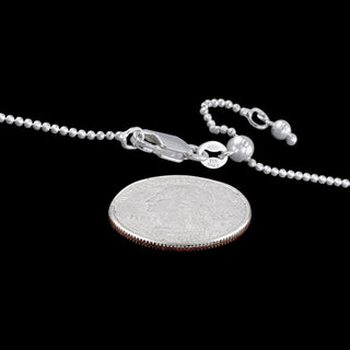 Superior Silver 1.2mm diamond-cut sterling silver bead chain with lobster clasp and adjustable length