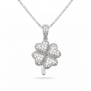 Superior Silver sterling silver four-leaf clover pendant with sparkling cubic zirconia stones.