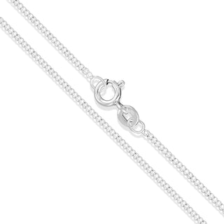Superior Silver 1.4mm Italian sterling silver curb chain necklace featuring a secure spring ring clasp