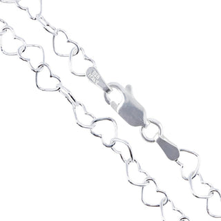 Superior Silver 4.5mm heart link chain necklace crafted from polished 925 sterling silver with a lobster clasp.
