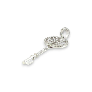 Superior Silver sterling silver key pendant featuring a butterfly design and sparkling cubic zirconia stones.