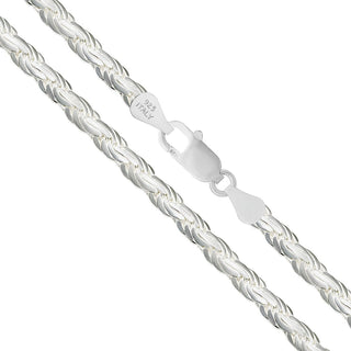 Superior Silver 3.8mm rope chain necklace crafted from polished 925 sterling silver with a secure lobster clasp