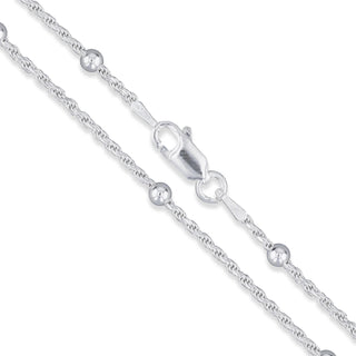 Superior Silver 1.3mm rope chain necklace crafted from 925 sterling silver with a secure lobster clasp closure