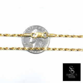 Superior Silver 26-inch twisted box link chain in 14kt yellow gold over 925 sterling silver with a lobster clasp