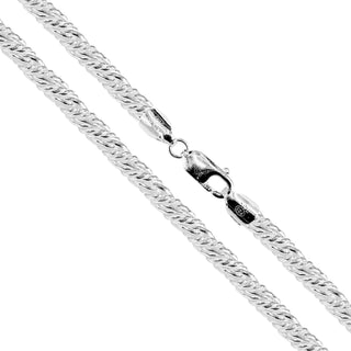Superior Silver 4.5mm twisted foxtail chain necklace in polished 925 sterling silver with a secure lobster clasp