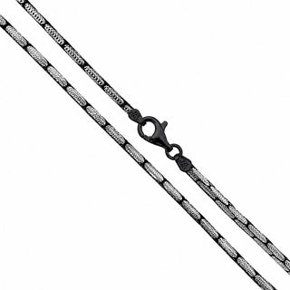 Superior Silver 2.5mm two-tone diamond-cut cardano chain in black rhodium plated 925 sterling silver with lobster clasp