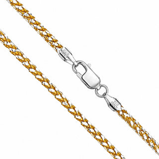Superior Silver 2.5mm two-tone diamond-cut franco bracelet in gold-plated 925 sterling silver with a lobster clasp.