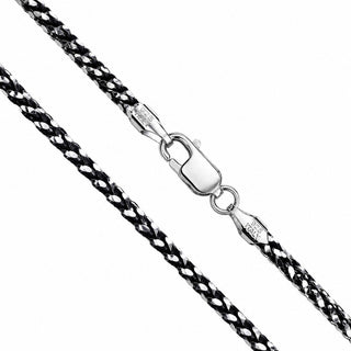 Superior Silver 2.5mm two-tone diamond-cut franco chain in black rhodium plated 925 sterling silver with lobster clasp