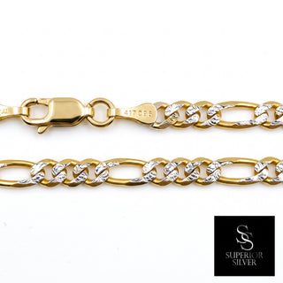 Superior Silver 10K two-tone yellow gold Figaro link chain with diamond-cut facets and a secure lobster clasp