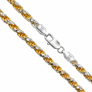 Superior Silver 5mm two-tone rope chain necklace crafted from 925 sterling silver with a lobster clasp closure