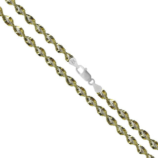 Superior Silver 3.9mm two-tone twist herringbone chain in gold-plated 925 sterling silver with a lobster clasp.
