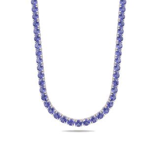 Round Cut Tanzanite Tennis Chain in Sterling Silver