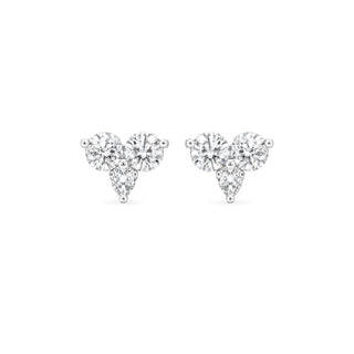 Three-Pear Trefoil Moissanite Stud Earrings in sterling silver