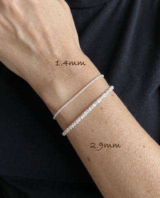 1.4mm and 2.9mm Twisted Roc - Criss Cross Bracelets in Sterling Silver worn on the wrist