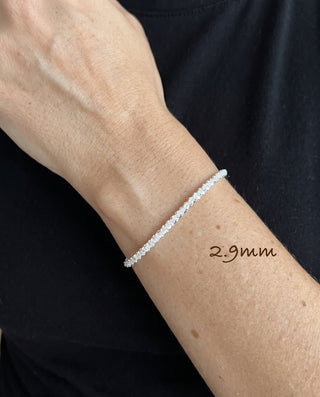 2.9mm Twisted Roc - Criss Cross Bracelet in Sterling Silver worn on the wrist