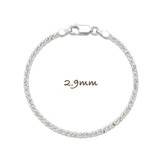 2.9mm Twisted Roc - Criss Cross Bracelet in Sterling Silver
