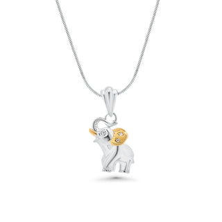 Two-Tone Baby Elephant Moissanite Pendant in two-tone sterling silver