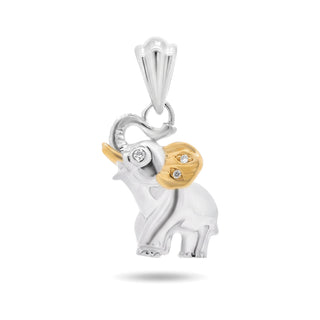 Two-Tone Baby Elephant Moissanite Pendant in Sterling Silver
