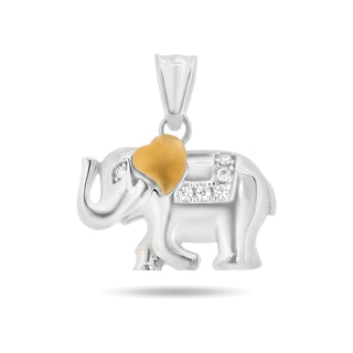 Two-Tone Elephant with Stone-Set Blanket Moissanite Pendant in Sterling Silver