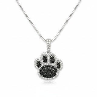 1ct Two-Tone Paw Print Moissanite Pendant view 2