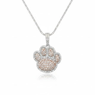 1ct Two-Tone Paw Print Moissanite Pendant view 3