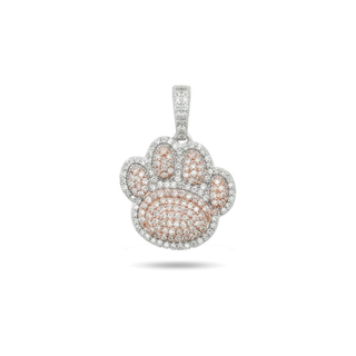 1ct Two-Tone Paw Print Moissanite Pendant view 4