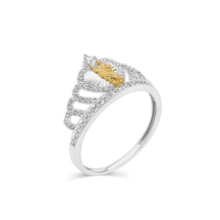 Two-Tone Saint Jude Heart Tiara Moissanite Ring in two-tone sterling silver