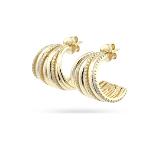 Wide Multi-Row Pave Moissanite Half Hoop Earrings in yellow gold vermeil
