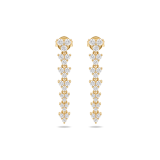 Zigzag linear drop moissanite earrings in yellow gold vermeil